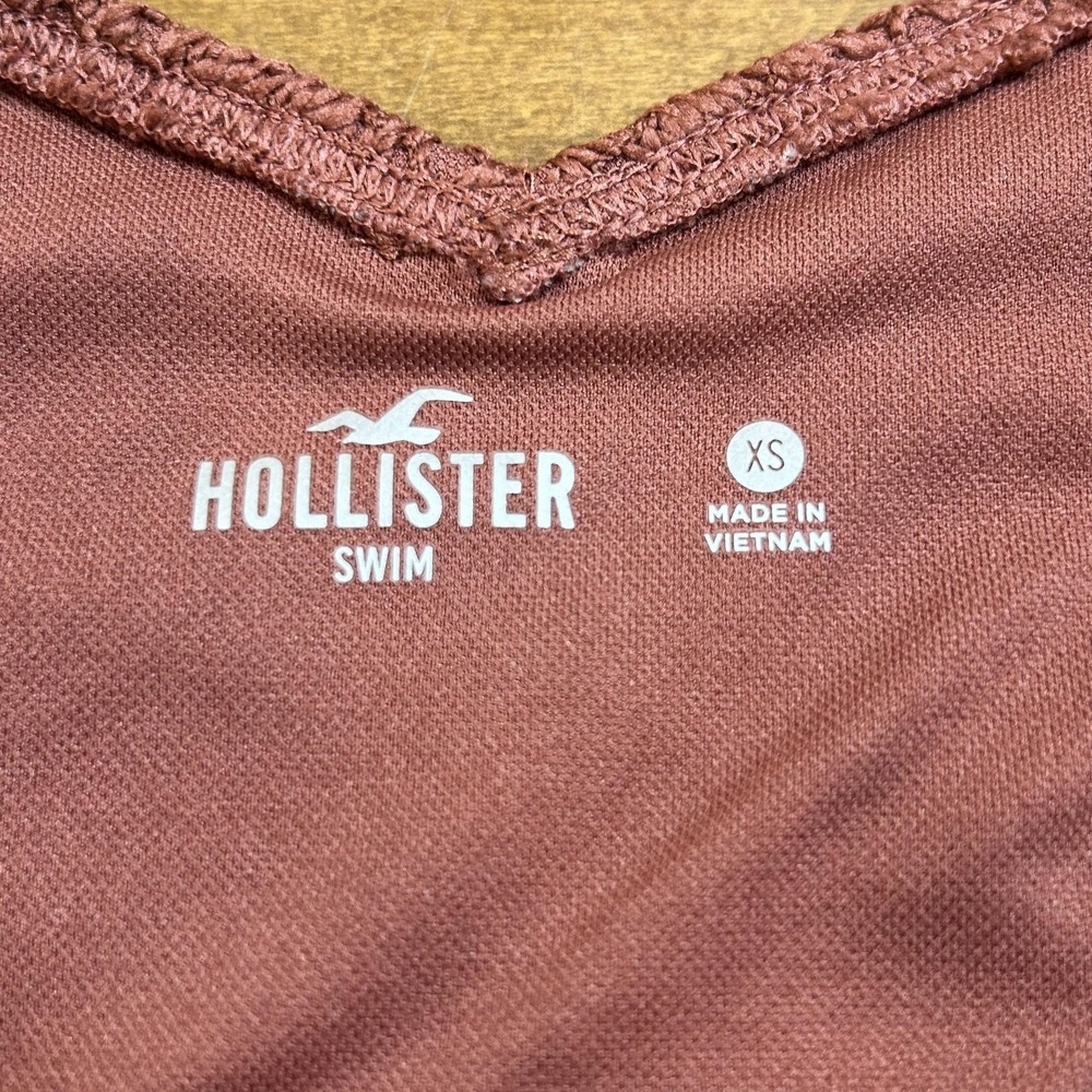 Hollister Bikini Swimsuit Set Womens XS/S Mauve Crochet Triangle Tie Lined Beach - Picture 3 of 9